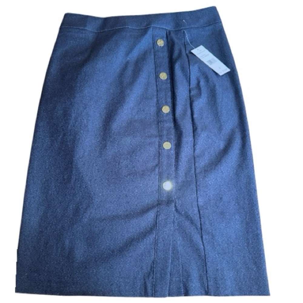 New Rafaella Navy Button-Accent Pencil Skirt MSRP $79.00 Sz 4, 6.